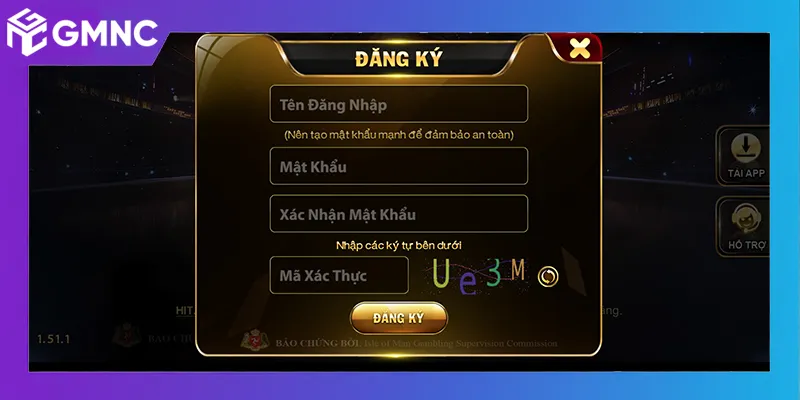 Form hướng dẫn đăng ký HitClub với thông tin nhập cơ bản